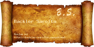 Backler Sarolta névjegykártya